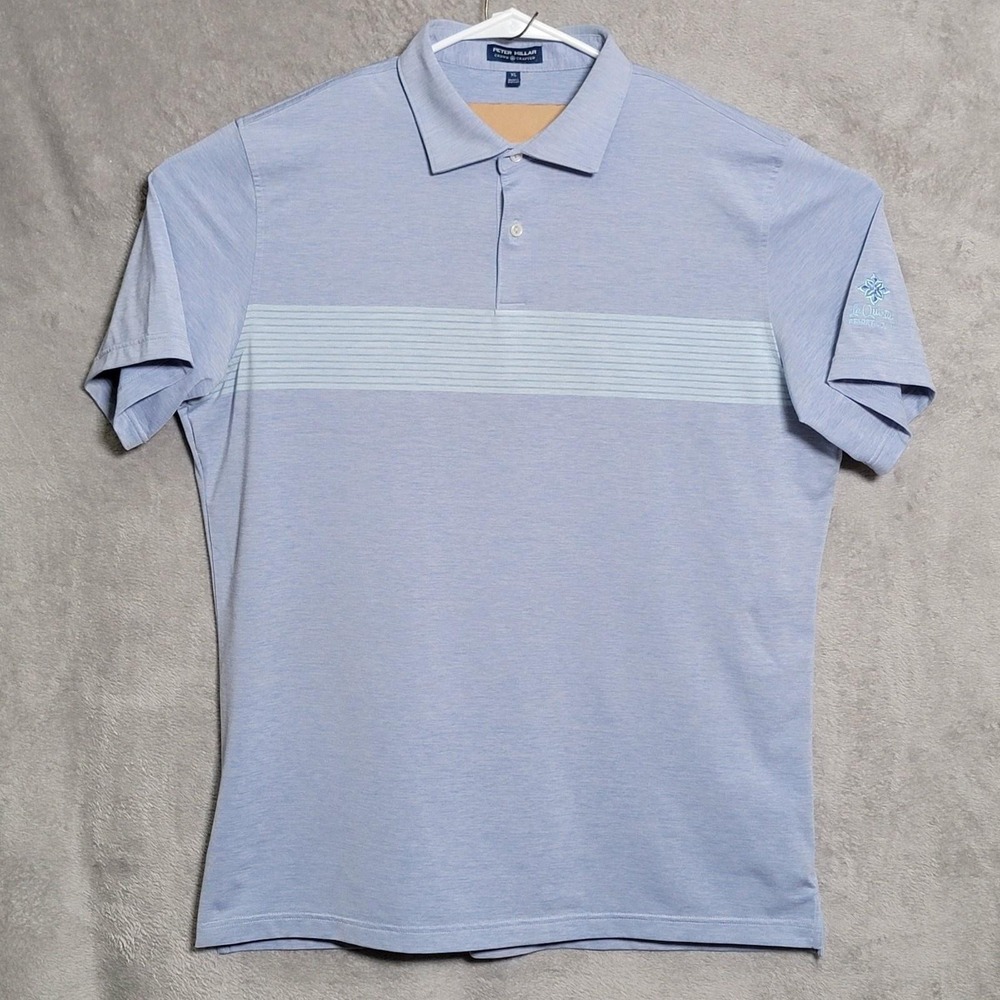 Peter Millar Polo Shirt Mens XL Blue Crown Crafted Preppy Stretch Golf La Quinta